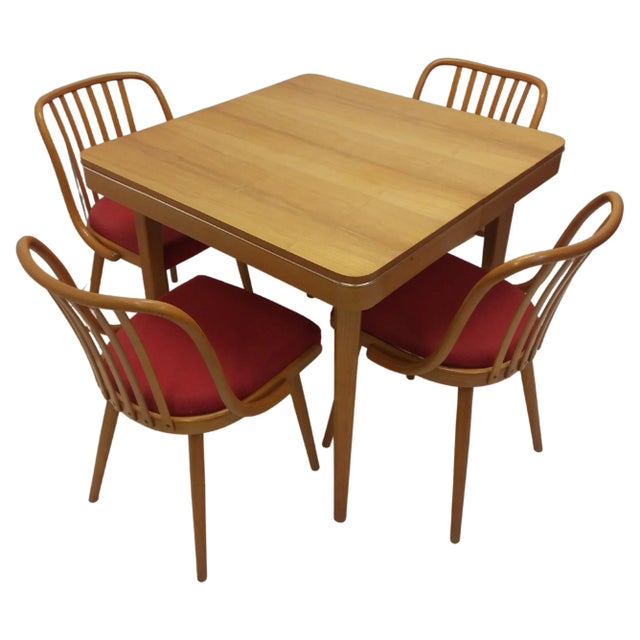 Vintage Suman Chairs & Table from Thonet, Czechoslovakia, 1960s, Set of 5 For Sale - Image 17 of 17