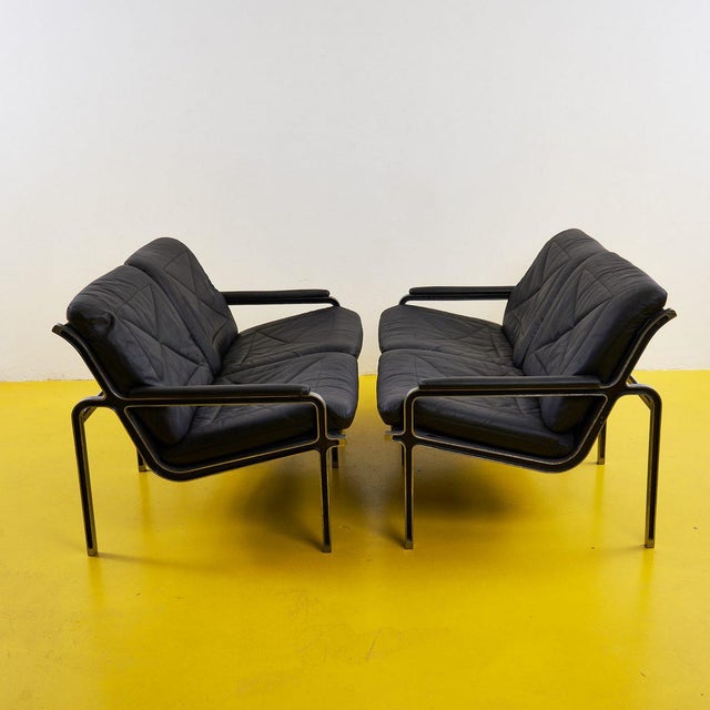 Aluminum and Leather Sofas by Andre Vanden Beuck, Set of 2 For Sale - Image 9 of 15