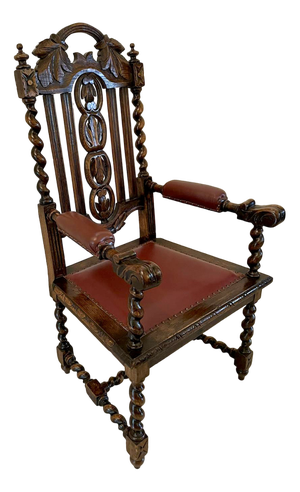 Large Victorian Carved Oak Armchair, 1860s