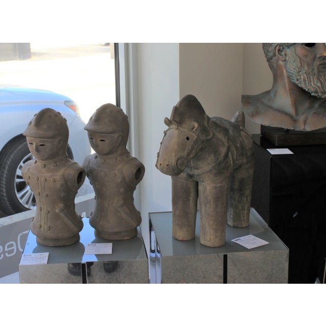Japan Haniwa Style Figures Unglazed Terra Cotta - A Set of Two For Sale - Image 12 of 13