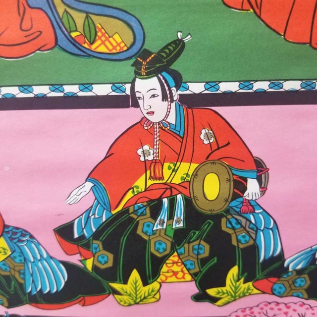 Antique Japanese Hina Matsuri Scroll, Five-Section Format With Lively Figures For Sale - Image 14 of 18