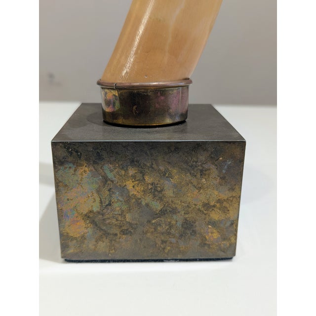Hollywood Regency Faux Tusk Sculpture on Stone Base For Sale In San Francisco - Image 6 of 8