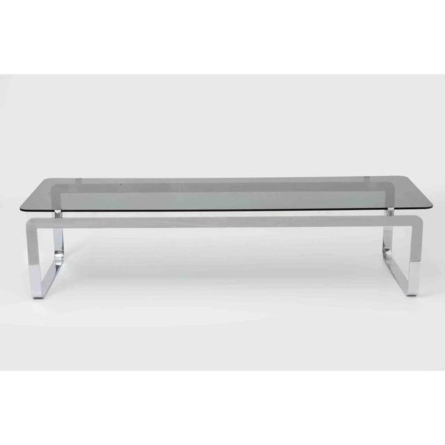 Gray Low P42 Table in Glass and Steel by Bernard Govin for Saporiti, 1960s For Sale - Image 8 of 9