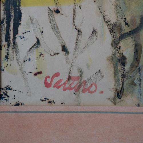 Saturo, Winter Vineyard Path with Bare Trees, Oil on Paper For Sale - Image 4 of 5