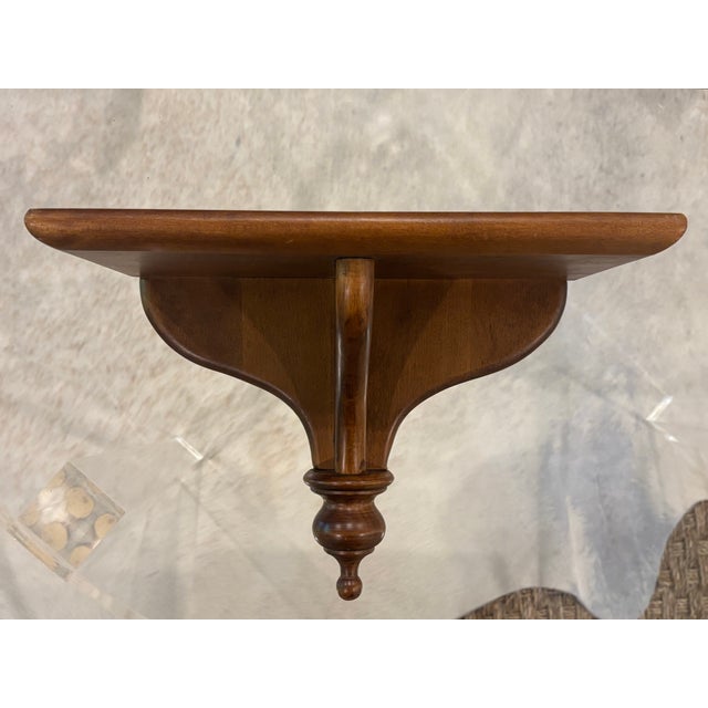 Wood Vintage Colonial Revival Solid Wood Wall Shelf With Turned Finial For Sale - Image 7 of 10