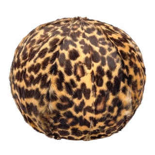 Leopard Print Shearling Ball Pillow by Tasha Tarno For Sale