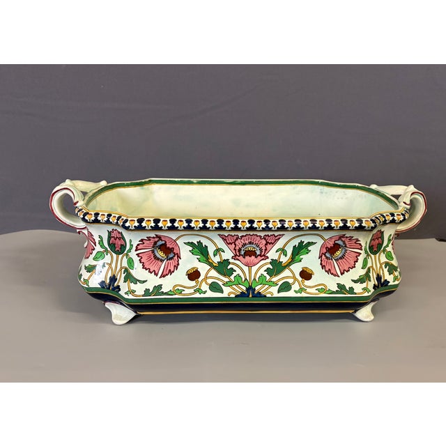 Antique Sarreguemines Earthenware Planter, 1890s For Sale - Image 6 of 12