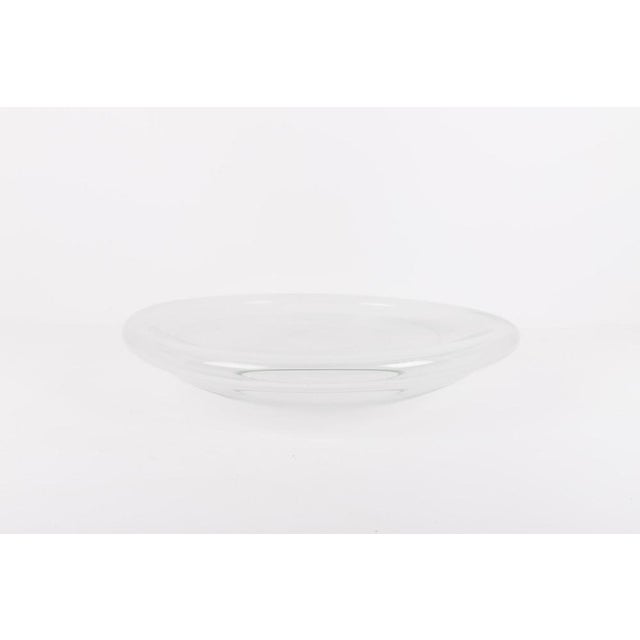 Vintage hand made large bowl centerpiece in transparent glass, produced in Italy 1970’s by Vetreria Vistosi.Condition Good...