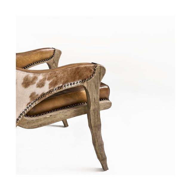 Rustic Western Leather & Hide Armchair For Sale In Greensboro - Image 6 of 8