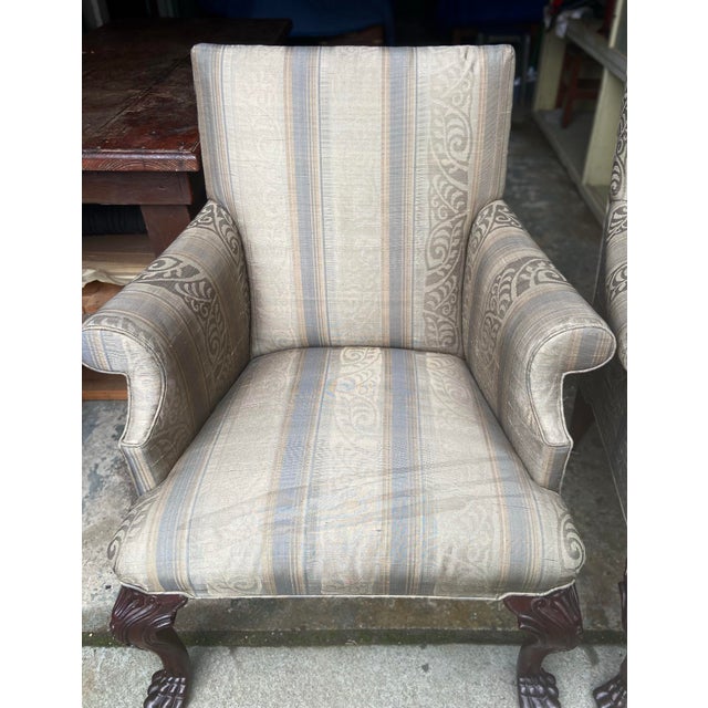 Pair of Vintage Baker Georgian Style Library Chairs For Sale - Image 10 of 12
