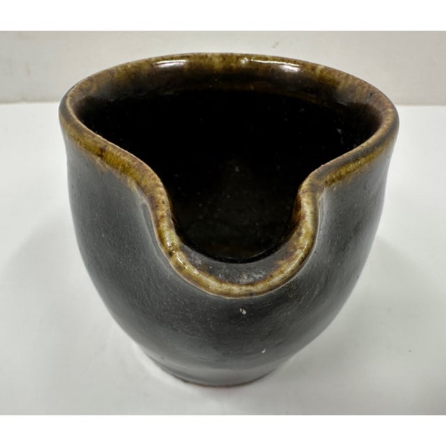Mid-Century Modern Original Studio Pottery Cup With Spout Vintage 1964 2.5"h - Atsuya Hamada (1932-1986, Japanese) Son of Shoji Hamada For Sale - Image 3 of 9