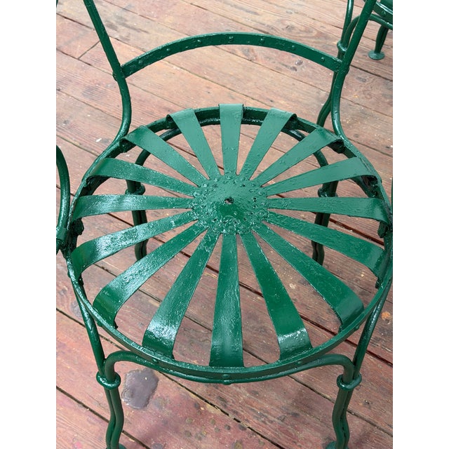 Francois Carre Iron Sunburst Garden Chairs, Set of Four For Sale - Image 10 of 18