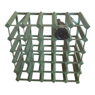 Vintage Painted Wood & Metal Wine Rack For Sale