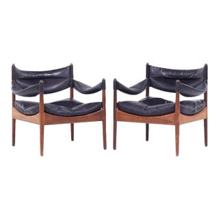 Kristian Vedel for Willadsen Møbelfabrik Modus Mid Century Danish Rosewood and Leather Lounge Chairs - Pair For Sale