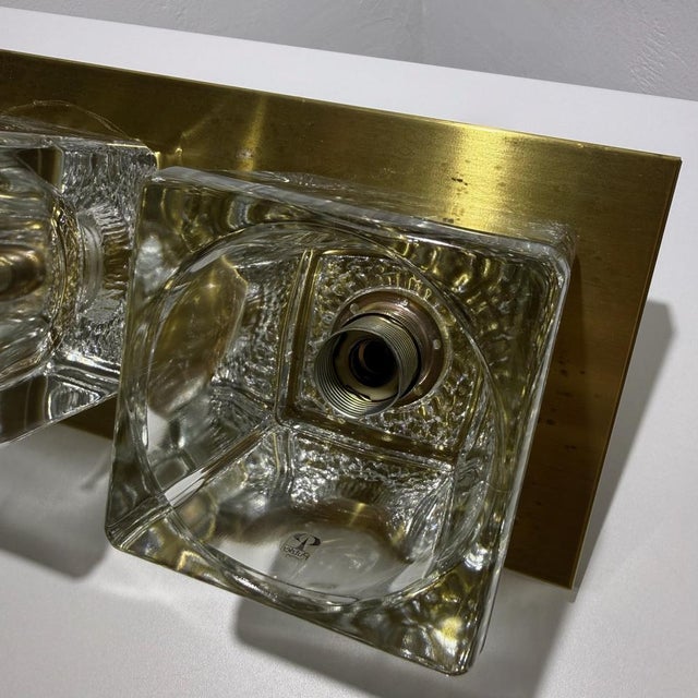Vintage Wall Lamps in Ice Glass and Brass from Peill & Putzler, 1970s, Set of 2 For Sale - Image 13 of 18