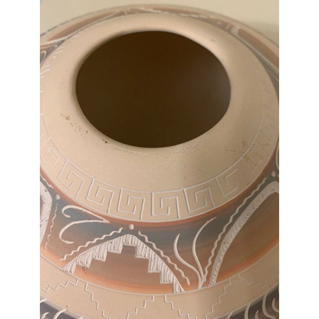 Vintage e.o. Whitegoat Navajo Pottery Colorful Etched Seed Pot For Sale - Image 9 of 12