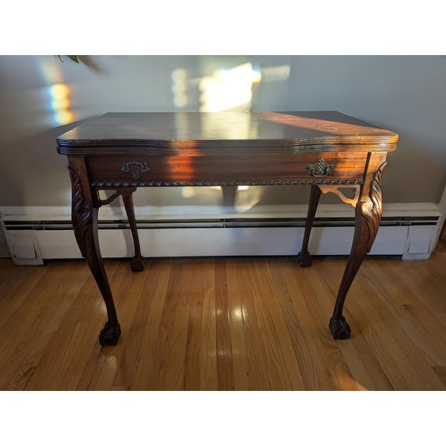 Chestnut 4-in-1 Antique Chippendale Mahogany Extension Table (Desk to Dining) For Sale - Image 8 of 10