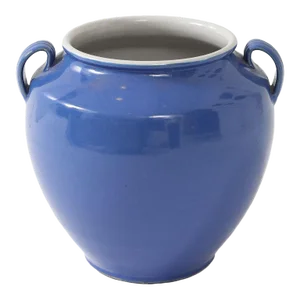 Blue Pottery Urn With Handles, France Mid 20th C.