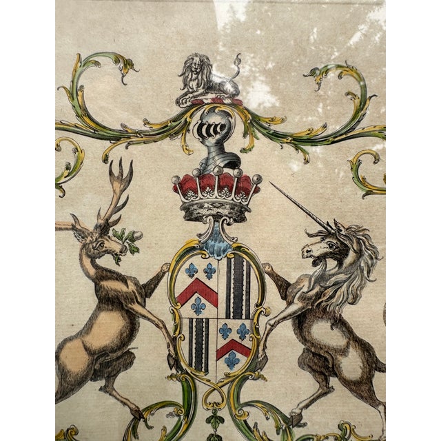 Pair of Framed 18th-Century Hand-Colored English Armorial Engravings – Belasyse and Berkeley. For Sale - Image 9 of 11