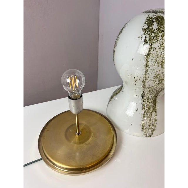 Metal Green and White Glass Table Lamp from Doria For Sale - Image 7 of 11