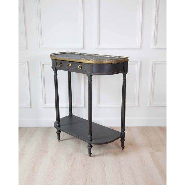 Mid-19th Century Swedish Ebonized Console Table with Brass Gallery and Slate Top For Sale - Image 4 of 8