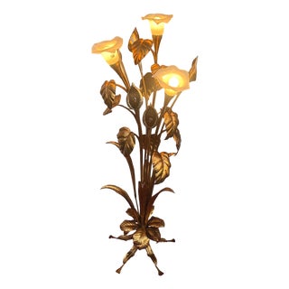 Gold-Plated Metal and Glass Shade Floor Lamp from Hans Kögl, 1960s For Sale