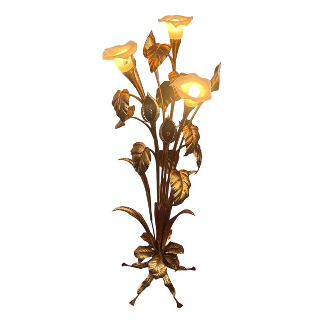 Gold-Plated Metal and Glass Shade Floor Lamp from Hans Kögl, 1960s For Sale