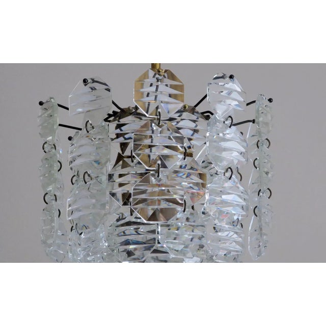 Three-Level Chandelier in Brass and Faceted Glass from Kinkeldey, 1960s For Sale - Image 10 of 12