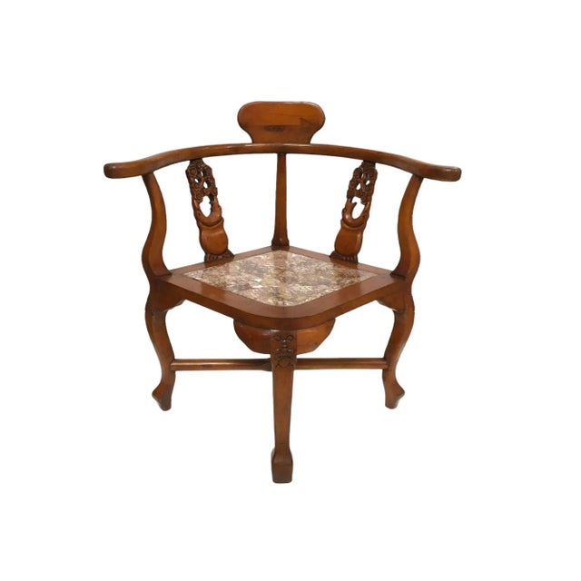 Rosewood Horseshoe Chair With Marble Seat by James Mont, Pair For Sale - Image 9 of 13