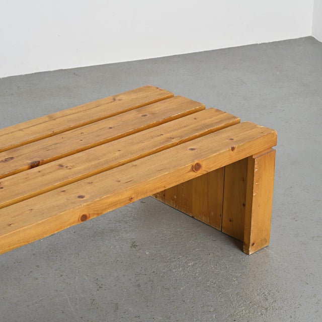 Wood Large Wood Bench from Les Arcs by Charlotte Perriand, 1985 For Sale - Image 7 of 12
