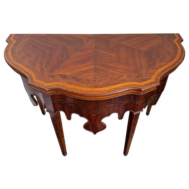 Traditional 18c Style Alfonso Marina Consola Altamira Demilune Console Table For Sale - Image 3 of 5