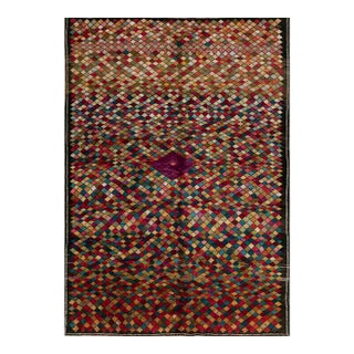 1930s Multicolor Diamond Antique Jerusalem Rug 4'11" X 7' Handknotted Wool Carpet For Sale