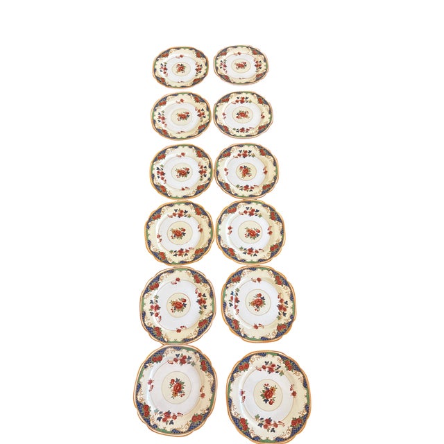 Ceramic Antique Imari Floral Gilded Age Loeser's Brooklyn Cavendish Dessert Plates - Set of 12 For Sale - Image 7 of 9
