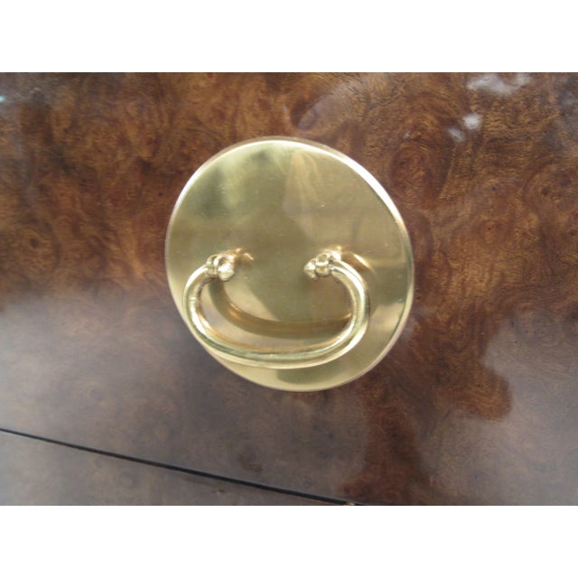Brass and Burl Wood Dresser for Mastercraft by Bernhard Rohne For Sale - Image 11 of 13