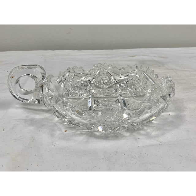 Vintage Cut Glass Handled Dish For Sale - Image 4 of 13