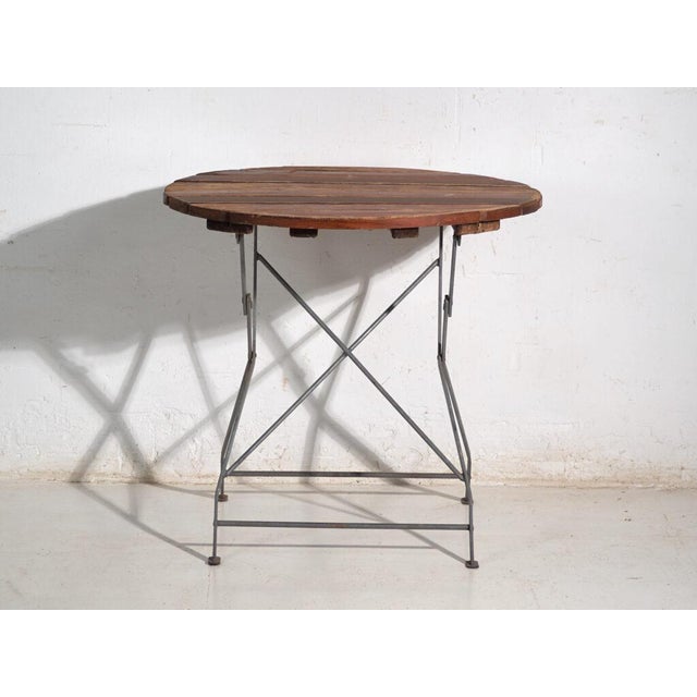 Antique Folding Garden Table in Wood and Iron, Central Europe, 1950 For Sale - Image 6 of 11