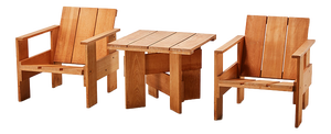 Crate Chairs and Table by Gerrit Rietveld for Cassina, 1979, Set of 3