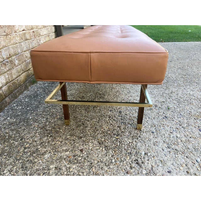 Harvey Probber 1950s Harvey Probber Brass & Leather Bench For Sale - Image 4 of 12