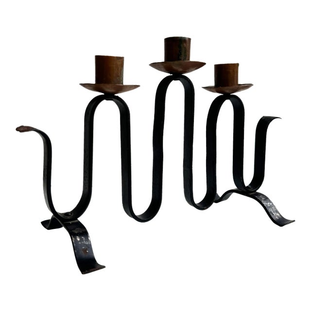 French Modernist Ondulation Candlestick For Sale