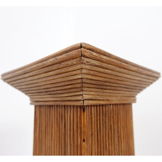 Pencil Reed Pedestal Console Table in the manner of Vivai Del Sud, 1970s For Sale - Image 3 of 12