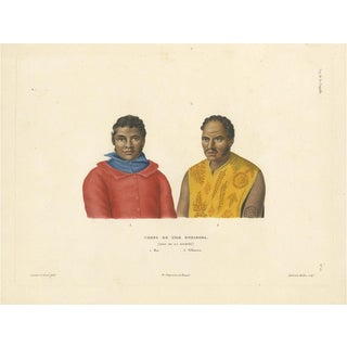 Duperrey, Illustration of Mai and Téffaanora, Heads of the Island of Bora Bora, Print For Sale