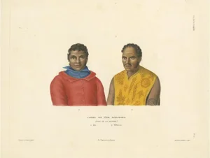 Duperrey, Illustration of Mai and Téffaanora, Heads of the Island of Bora Bora, Print