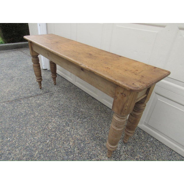 English Country Home Antique English Rustic Pine Console Table For Sale - Image 4 of 18