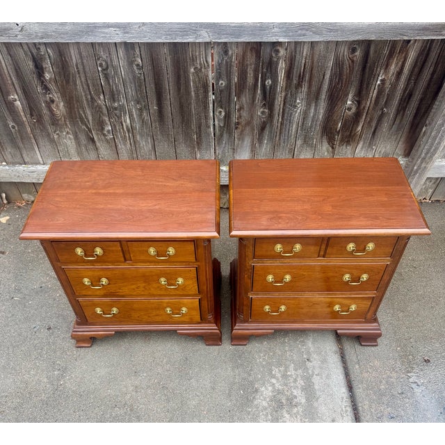 Stickley 18th Century Style Cherry Night Stands For Sale In Denver - Image 6 of 9
