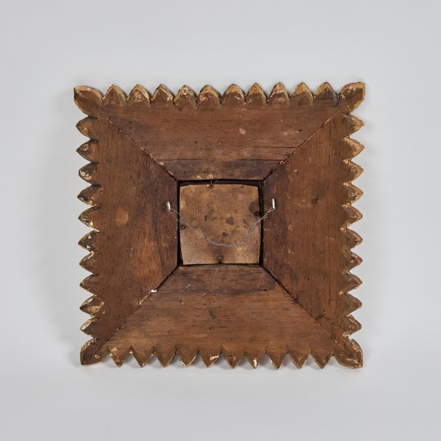 Wood Antique French Giltwood Square Mirror W/Fish Scale Mirror Insets For Sale - Image 7 of 14