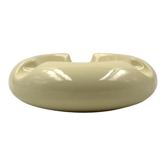 Space Age Cream Ceramic Ashtray, Sicart Italy 1970s For Sale