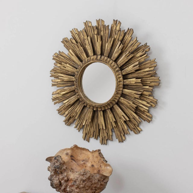 Large Early-Mid 20th Century French Art Deco Giltwood Sunburst Mirror For Sale - Image 11 of 12