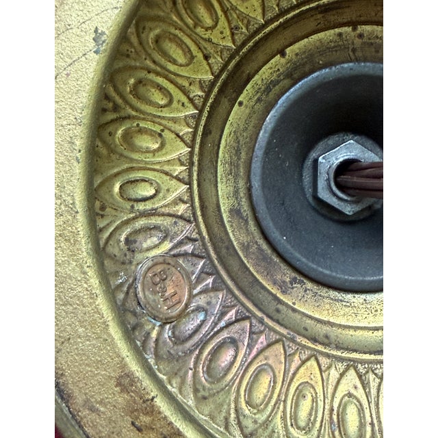 Antique Bradley & Hubbard Bronze Table Lamp With Slag Glass Dome Shade For Sale In Orlando - Image 6 of 18
