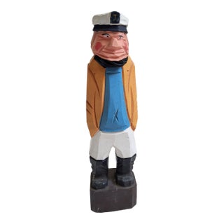 1960s Carved Wooden Sailor Figurine For Sale