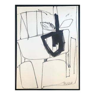 "From Inside" Contemporary Framed Abstract Still Life in Black and White by Sarah Trundle For Sale